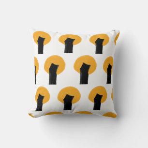 Simple orange black tree watercolor pattern custom cushion