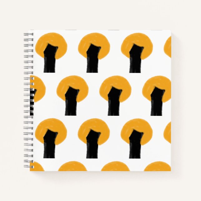 Simple orange black tree watercolor pattern custom notebook (Front)