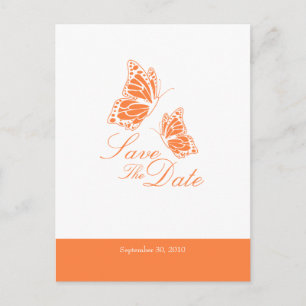 Simple Orange Butterflies Save The Date Wedding Announcement Postcard