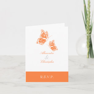 Simple Orange Butterfly RSVP Note Invitation
