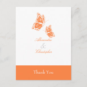 Simple Orange Butterfly Thank You Postcard