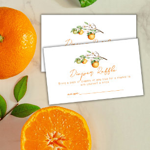 Simple Orange Citrus Diaper Raffle Baby Shower  Enclosure Card