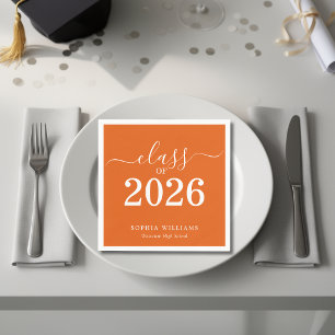 Simple Orange Class of 2026 Graduation Napkin