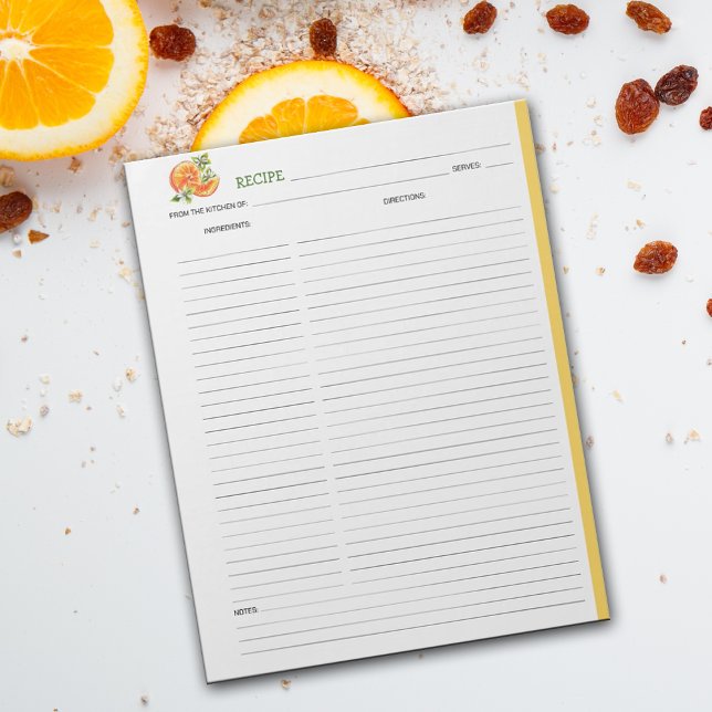 Simple Orange Culinary Recipe  Notepad (Creator Uploaded)