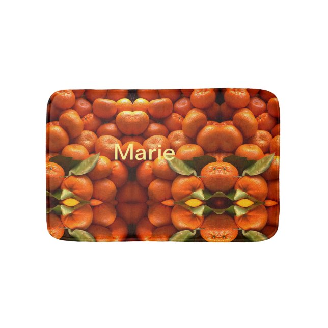 Simple orange fruit add name minimal custom  th th bath mat (Front)