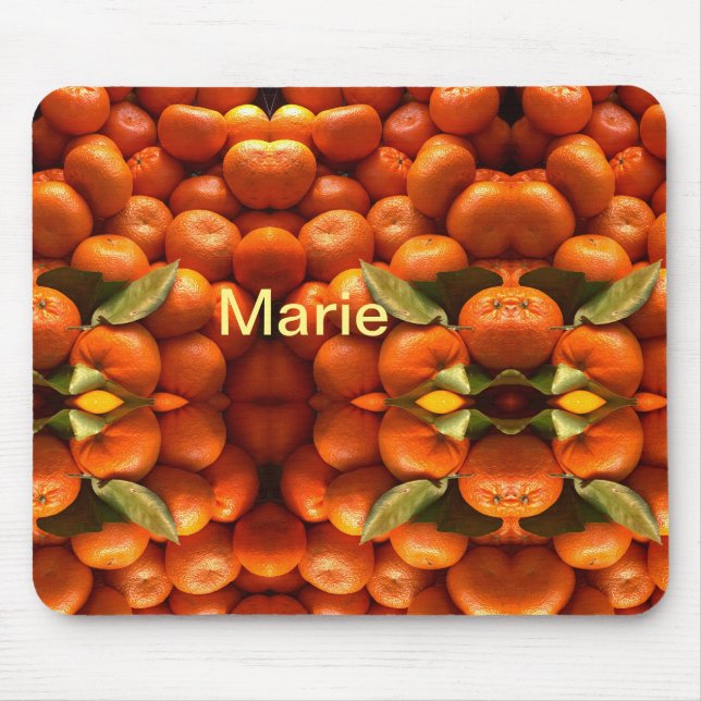 Simple orange fruit add name minimal custom  th th mouse pad (Front)