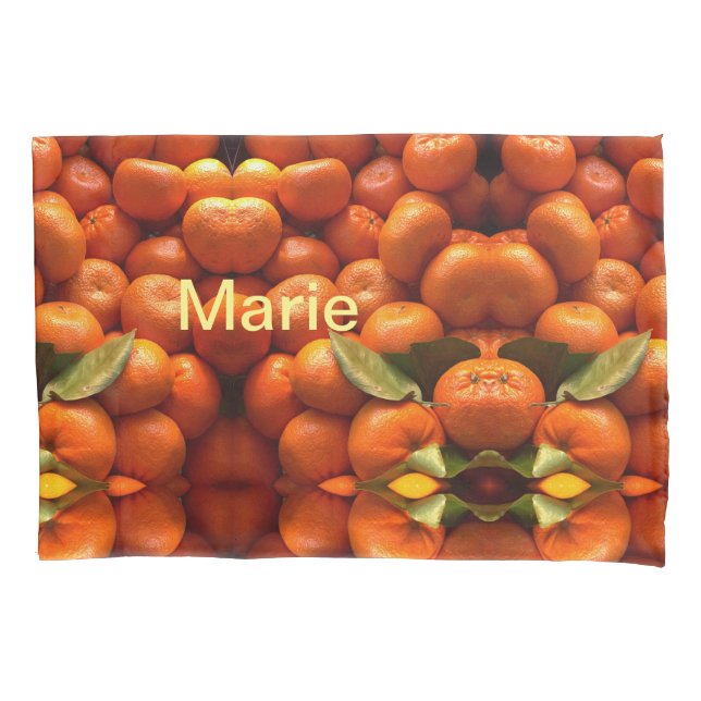 Simple orange fruit add name minimal custom  th th pillowcase (Front-Left)