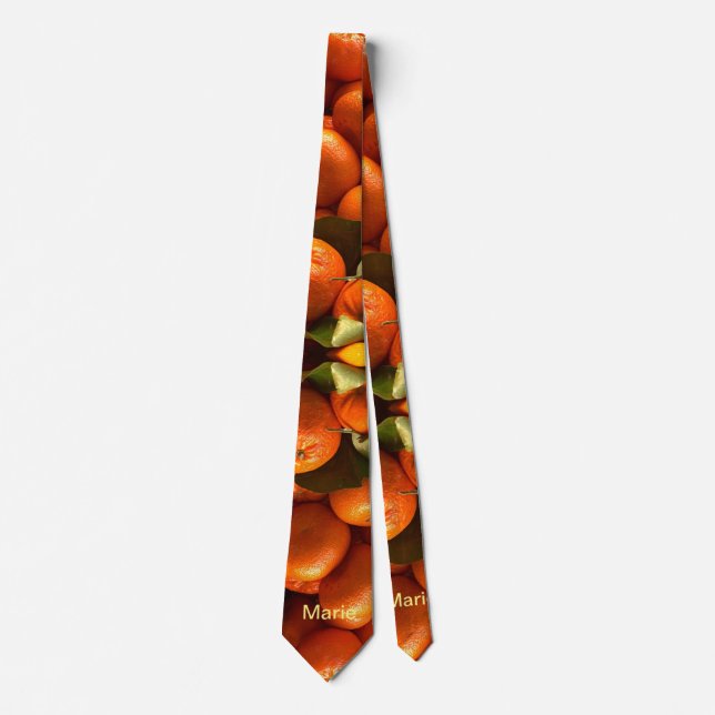 Simple orange fruit add name minimal custom  th th tie (Front)