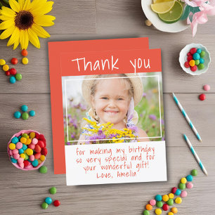 Simple Orange Girl Photo Birthday Thank you Postcard