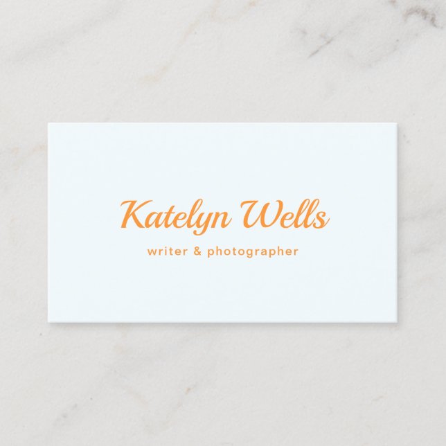 Simple Orange Handwritten Script Typography Business Card (Front)