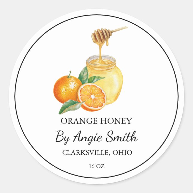 Simple Orange Infused Honey Label (Front)