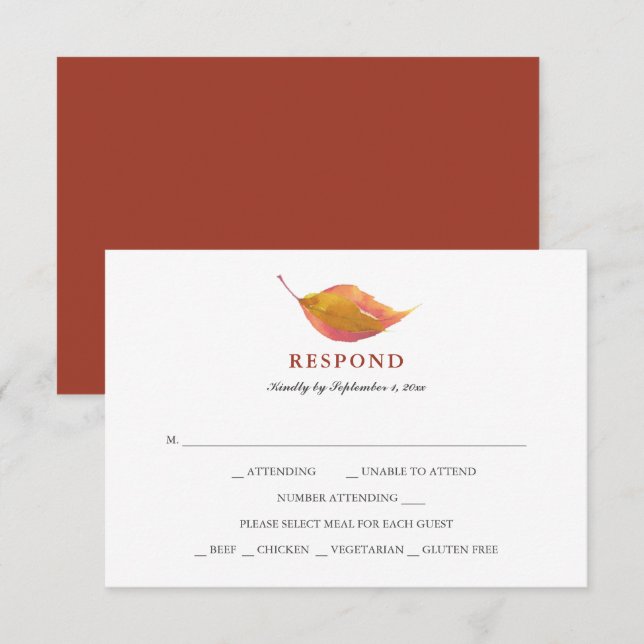 Simple Orange Meal Choice RSVP Card (Front/Back)