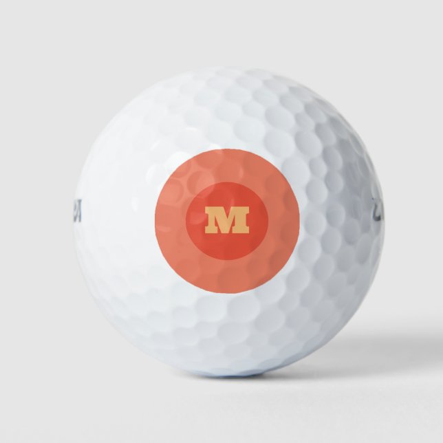 Simple Orange Monogram Modern Stylish Bold Golf Balls (Front)