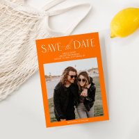Simple Orange Photo Save the Date Invitation