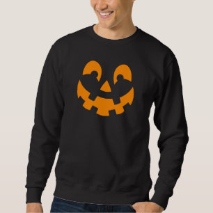 Simple Orange Pumpkin Face Silhouette Halloween Sweatshirt