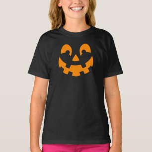 Simple Orange Pumpkin Face Silhouette Halloween T-Shirt