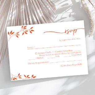 Simple Orange Spring Wedding Menu Choice RSVP Card