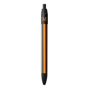 Simple Orange Striped Initial Black Ink Pen