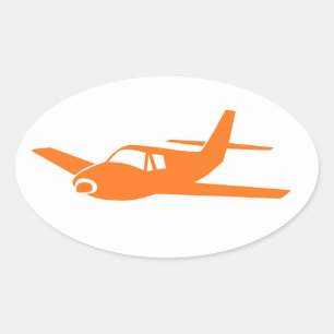 Simple orange white aeroplane oval stickers