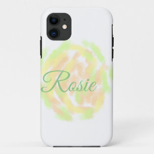 Simple orange yellow watercolor add your name lett Case-Mate iPhone case