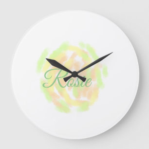 Simple orange yellow watercolor add your name lett large clock