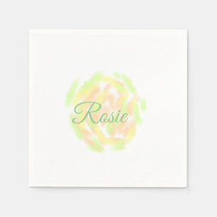 Simple orange yellow watercolor add your name lett napkin