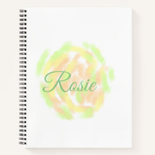 Simple orange yellow watercolor add your name lett notebook