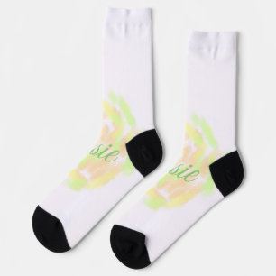 Simple orange yellow watercolor add your name lett socks