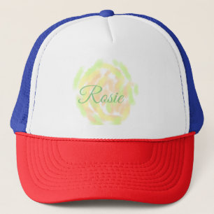 Simple orange yellow watercolor add your name lett trucker hat