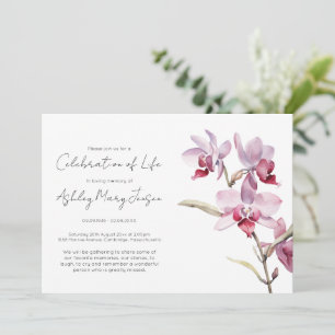 Simple Orchid Celebration of Life Funeral Invitation