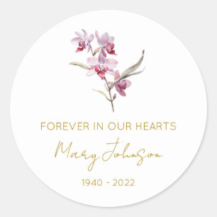 Simple Orchid Memorial  Classic Round Sticker