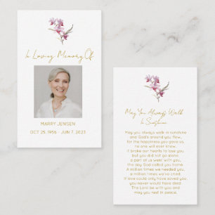 Simple Orchid Photo Funeral Prayer Card