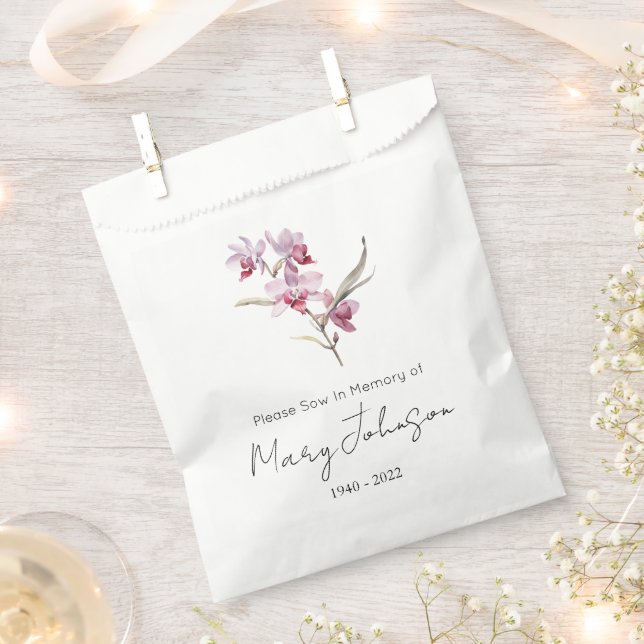 Simple Orchid Seed packet Funeral  Favour Bags (Clipped)
