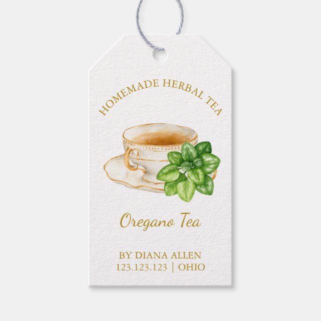 Simple Oregano Tea Hang Tag  (Front)