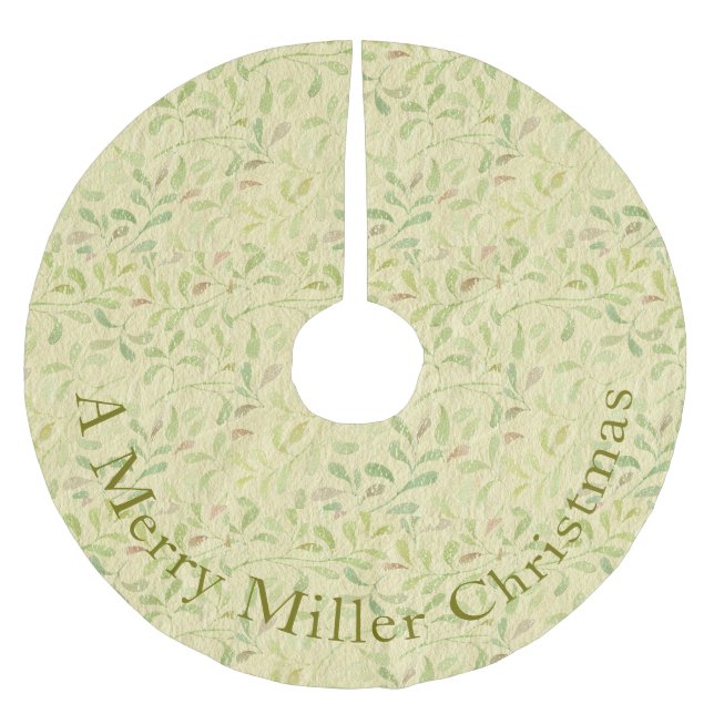 Simple Organic Green Pattern Christmas Brushed Polyester Tree Skirt (Front)