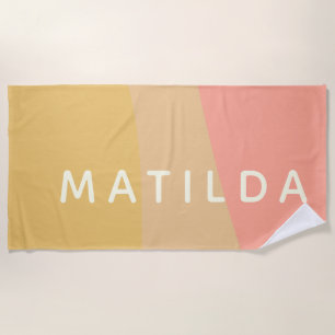 Simple Organic Shapes Sherbet Pastel Personalised Beach Towel