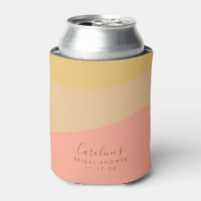 Simple Organic Sherbet Pastel Custom Bridal Shower Can Cooler (Can Front)