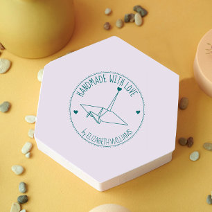Simple Origami Custom Handmade with love,  Rubber Stamp