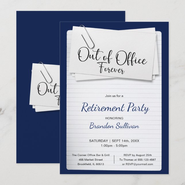 Simple Out of Office Forever Retirement Party Invitation (Front/Back)