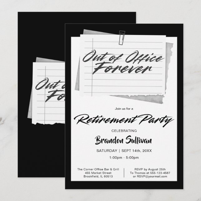 Simple Out of Office Forever Retirement Party Invitation (Front/Back)
