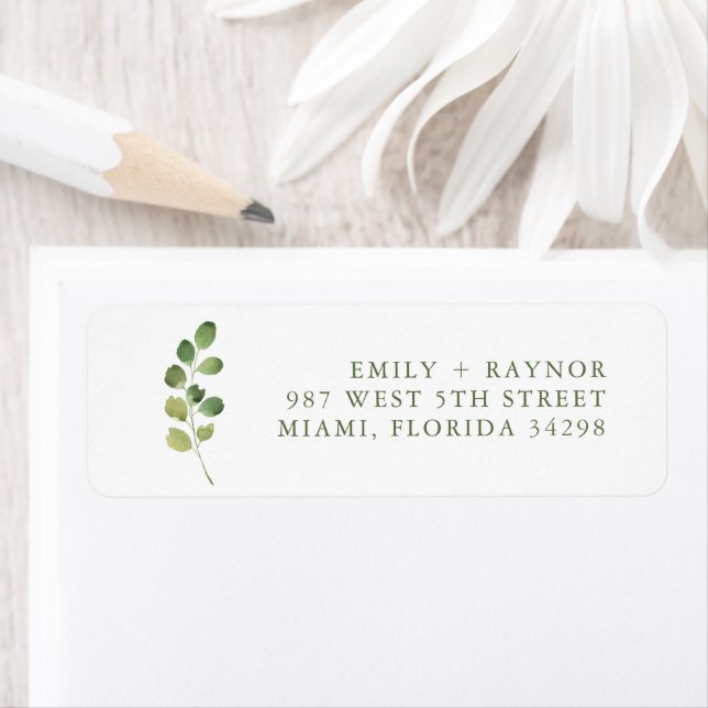 Simple Outdoor Greenery Wedding Return Address (Insitu)
