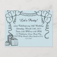 Simple Outline Birthday Invitation