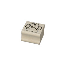 Simple Outline Paw Print Rubber Stamp