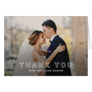 Simple Outline Wedding Thank You Card