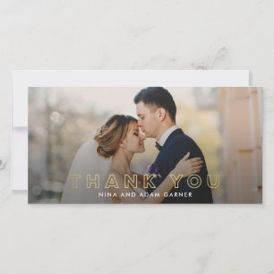 Simple Outline Wedding Thank You Photo Cards