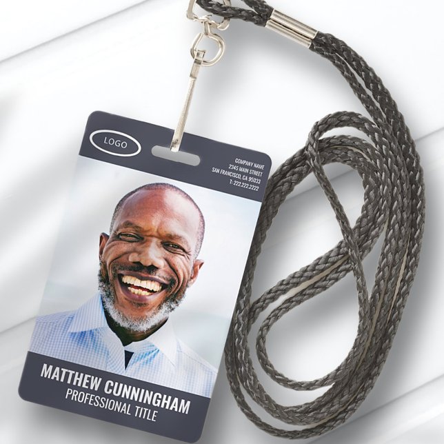 Simple Oval Logo  Employee Photo Name Barcode ID Badge (Creator Uploaded)