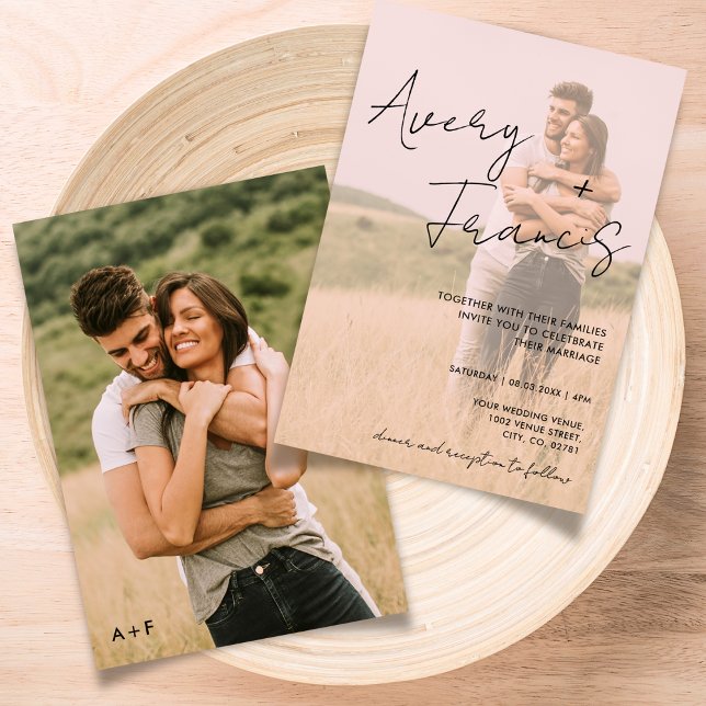 Simple Overlay Modern Photo Wedding Invitation (Creator Uploaded)