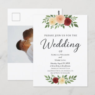 Simple Overlay Photo Wedding Invitation Postcard