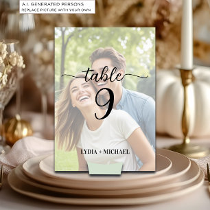 Simple Overlay Photo Wedding Table Number