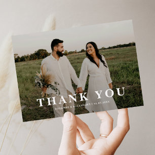 Simple Overlay Photo Wedding Thank You Card